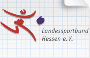 Logo des LSB Hessen ein rotes Strichmännchen neben dem Schriftzug